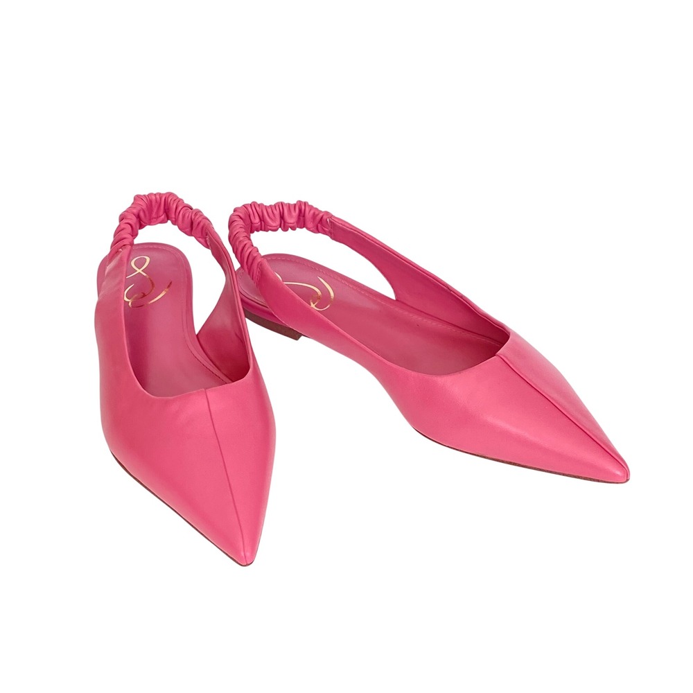Sam Edelman Whitney Pointed Toe Slingback Flats Carmine Rose Pink Leather 7.5 M